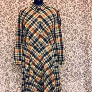 eShakti cotton plaid dress, 18W / 1X, midi length